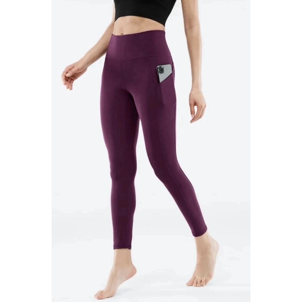 PureLuxe Fabletics Leggings Womens Small Purple Pull On Cropped Gym Workout